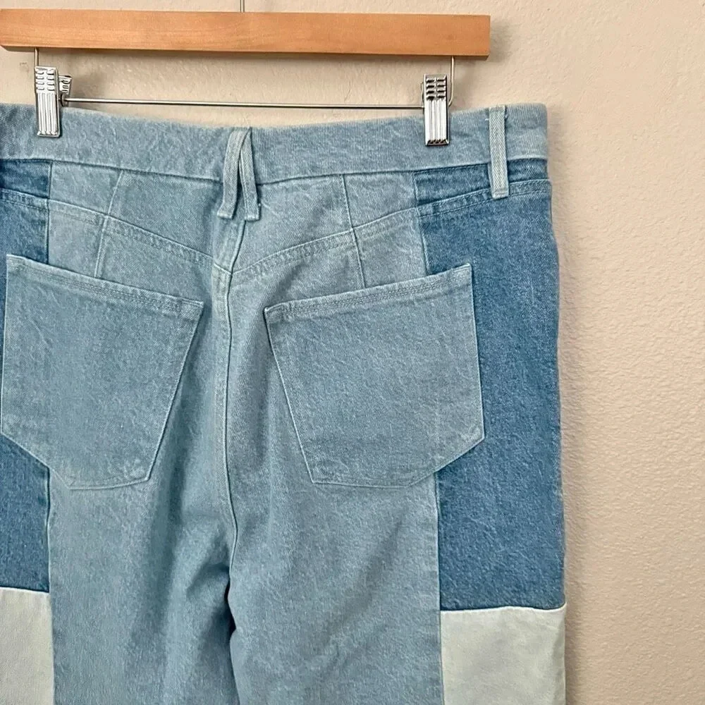 GOOD AMERICAN | Good Icon Patchwork High Waist Jeans Cropped Straight Denim | 14 - Picture 6 of 9